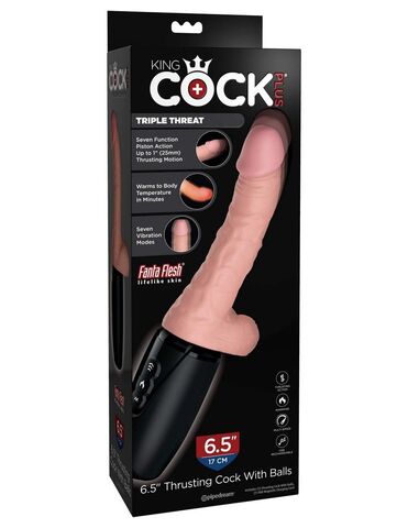 Хай-тек вибратор с функцией толкания 6.5 Thrusting Cock With Balls