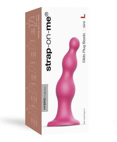 Розовая насадка Strap-On-Me Dildo Plug Beads size L