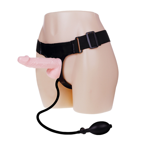 Надувной страпон Ultra Harness Sensual Comfort с насосом - 17 см