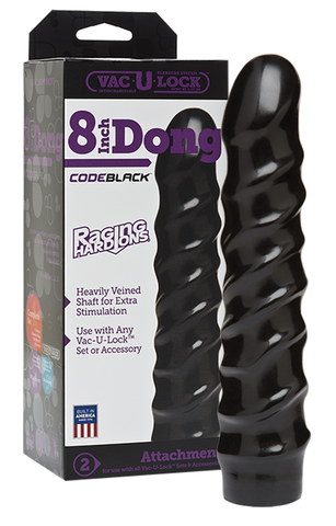 Насадка фаллоимитатор черная 8" Vac-U-Lock CodeBlack Doc Johnson
