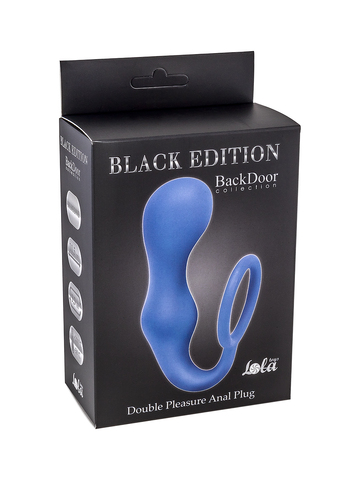 Эрекционное кольцо с анальной пробкой Double Pleasure Anal Plug Black Lola Games