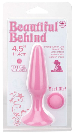 Розовая анальная пробка BEAUTIFUL BEHIND SILICONE BUTT PLUG - 11,4 см.