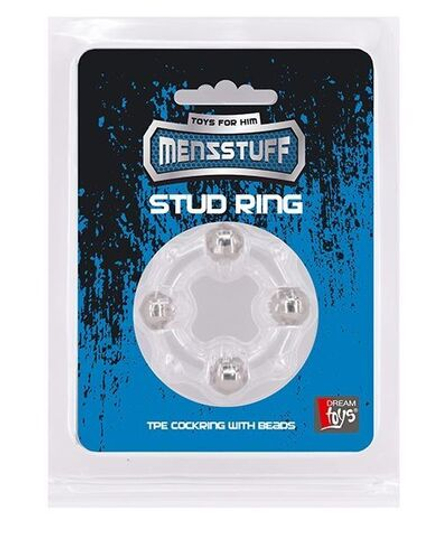 Эрекционное кольцо с 4 бусинами MENZSTUFF STUD RING CLEAR