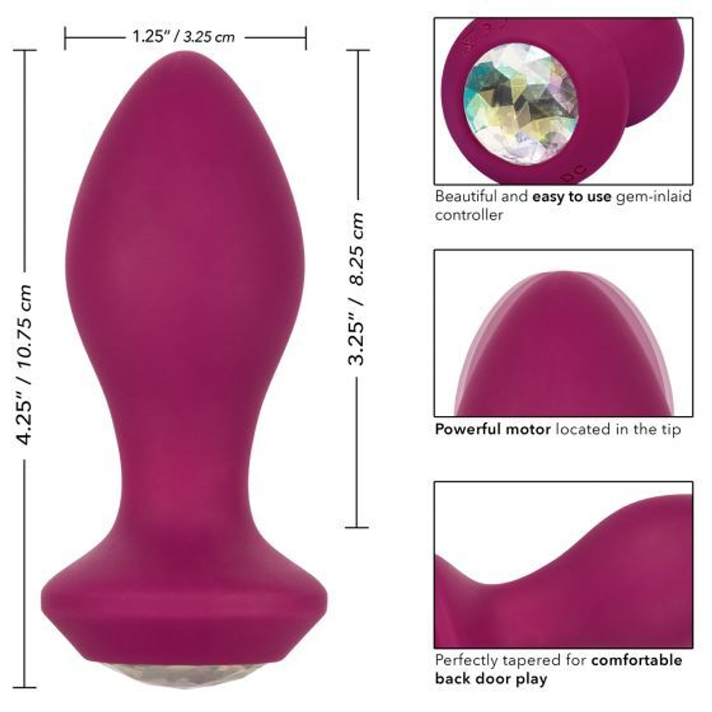 Фиолетовая анальная вибропробка с кристаллом Vibrating Crystal Probe - 10,75 см.
