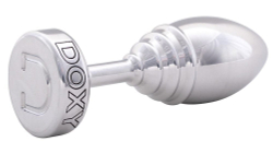 Серебристая анальная втулка Doxy Ribbed Butt Plug - 10,5 см.