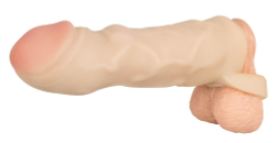 Закрытая удлиняющая насадка на пенис с подхватом мошонки Thicker & Bigger Extension - 17 см.
