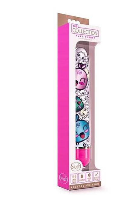 Яркий вибромассажёр с принтом Play Yummy - 17,8 см.