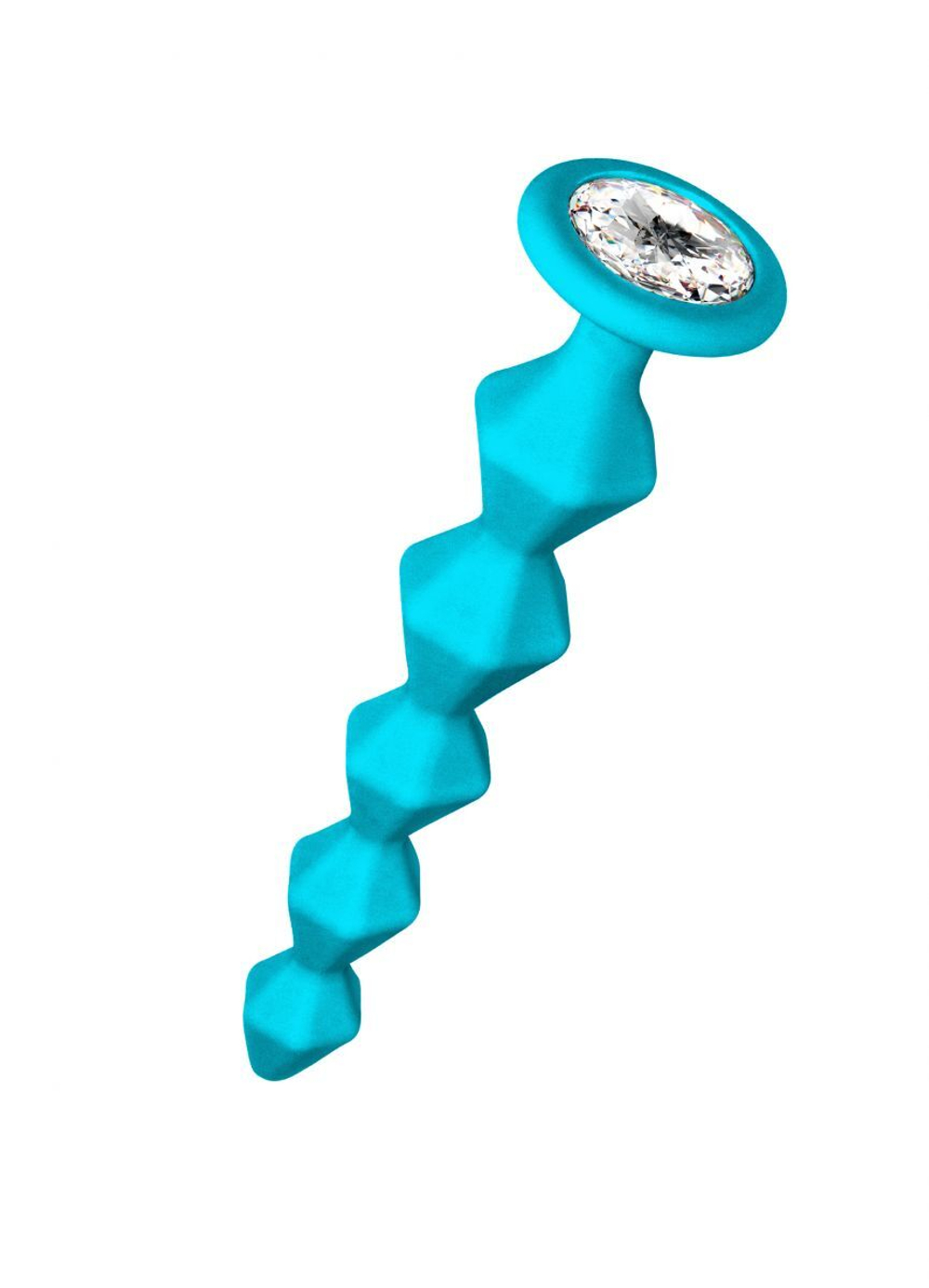 Бирюзовая анальная цепочка с кристаллом Buddy - 17,7 см.