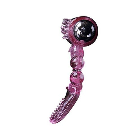Розовое эрекционное кольцо с вибростимуляцией клитора Baile