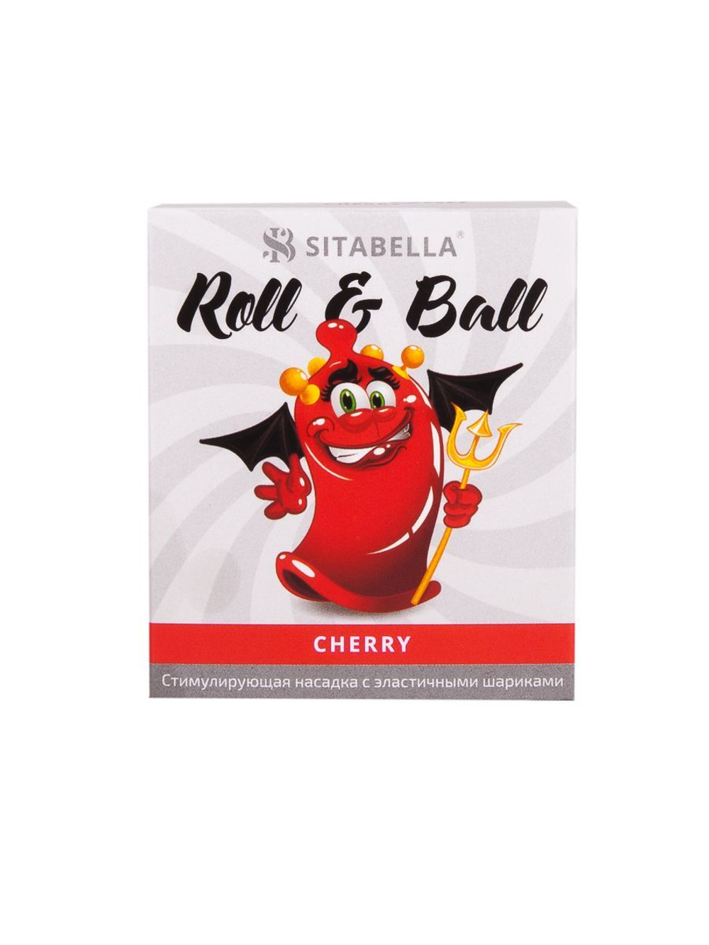 Стимулирующий презерватив-насадка Roll & Ball Cherry