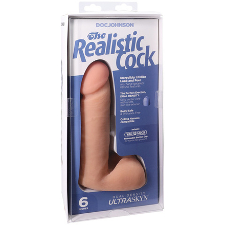 Фаллоимитатор реалистик с мошонкой на присоске Ultra Skin 6 Realistic Cock Doc Johnson