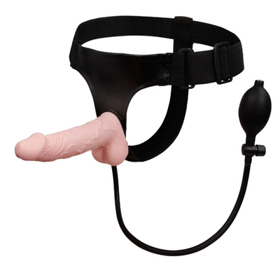 Надувной страпон Ultra Harness Sensual Comfort с насосом - 17 см