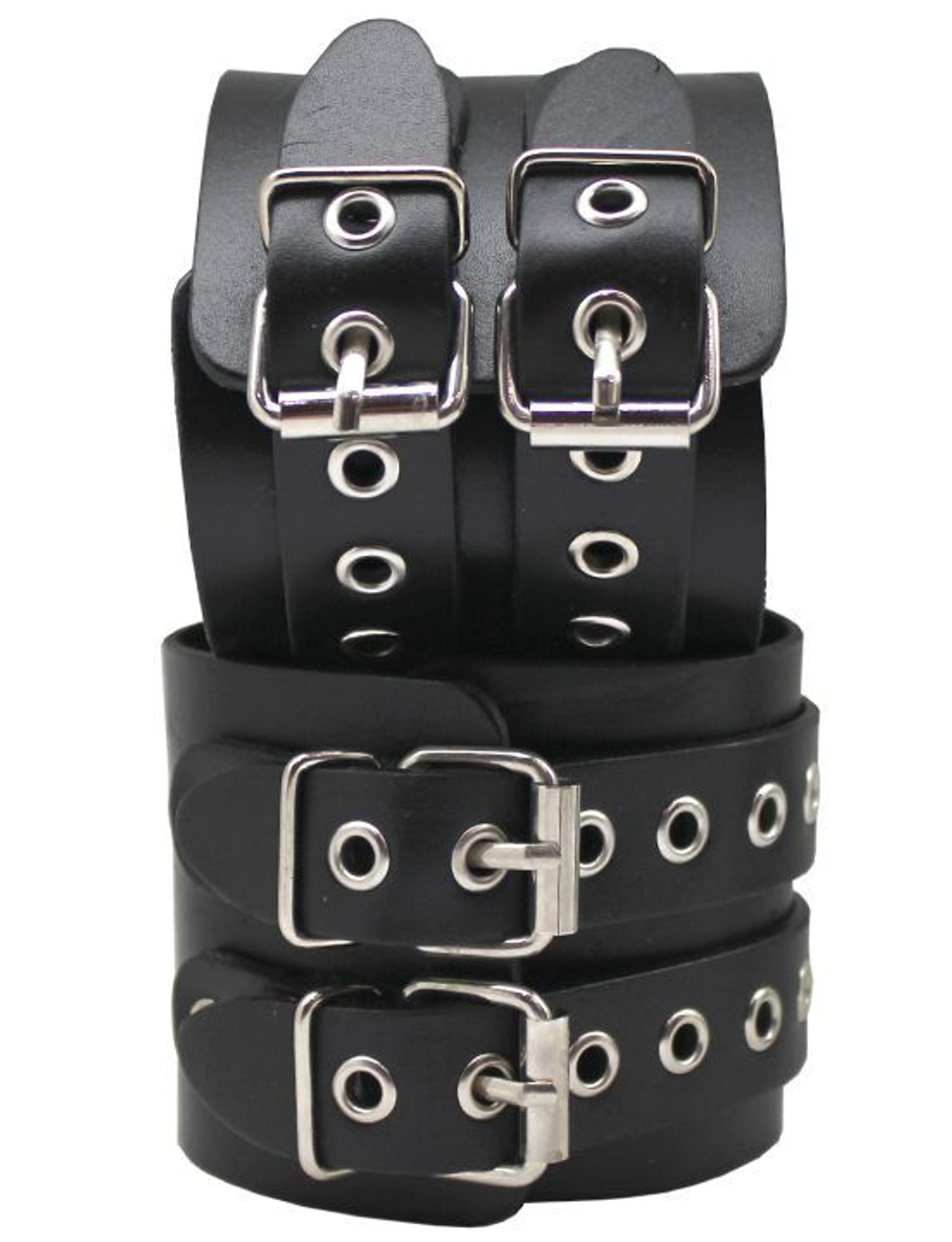 Широкие черные кожаные наручники без подкладки