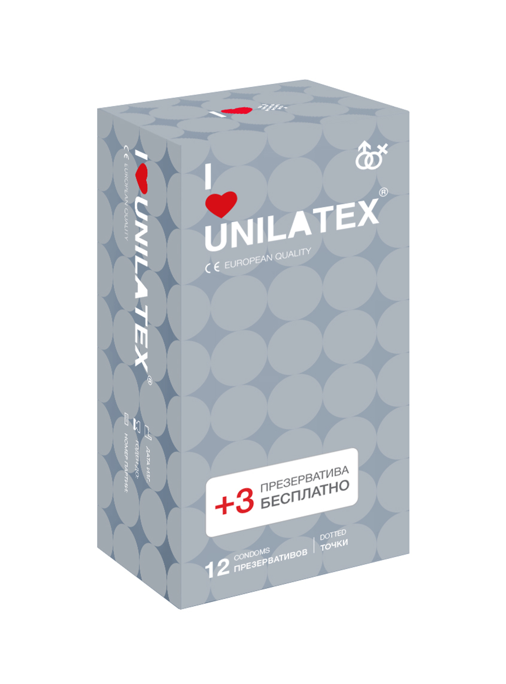 Презервативы Unilatex Dotted 12+3 шт в подарок
