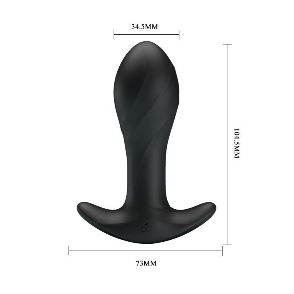 Черная анальная втулка с вибрацией - 10,5 см.