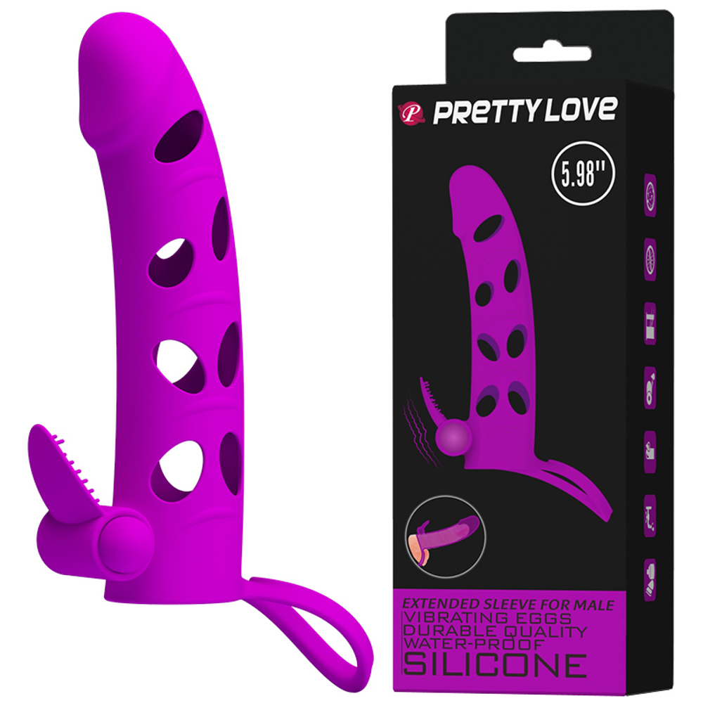 Вибронасадка на пенис фиолетовая Preetty Love 6" BI-026215-1