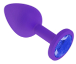 Фиолетовая силиконовая пробка с синим кристаллом - 7,3 см.