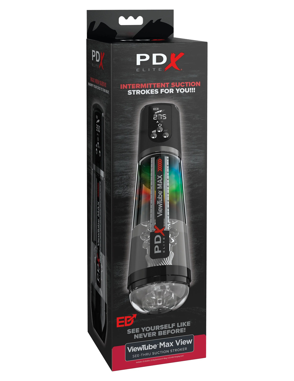 Мастурбатор с вибрацией PDX Elite ViewTube MAX View - Black Pipedream RD55323PD