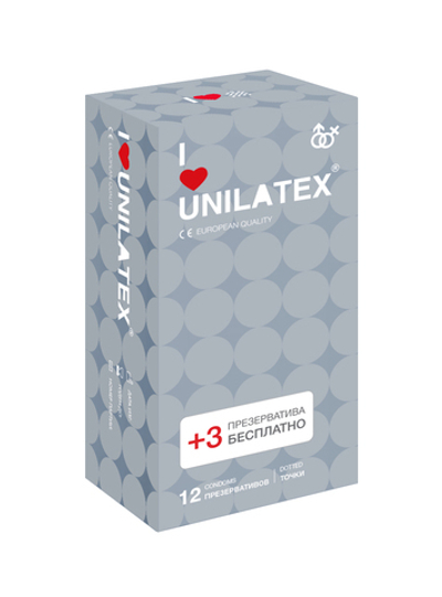 Презервативы Unilatex Dotted 12+3 шт в подарок