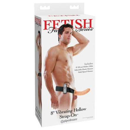 Полый страпон с вибрацией телесный Fetish Fantasy Series 8 Vibrating Hollow Strap-On Pipedream