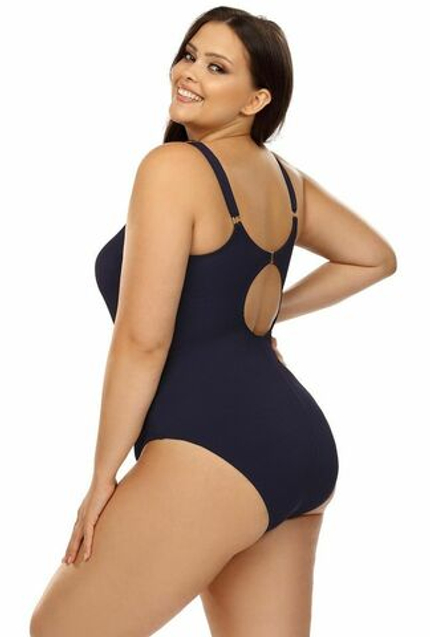 Совместный купальник plus size из ткани в рубчик