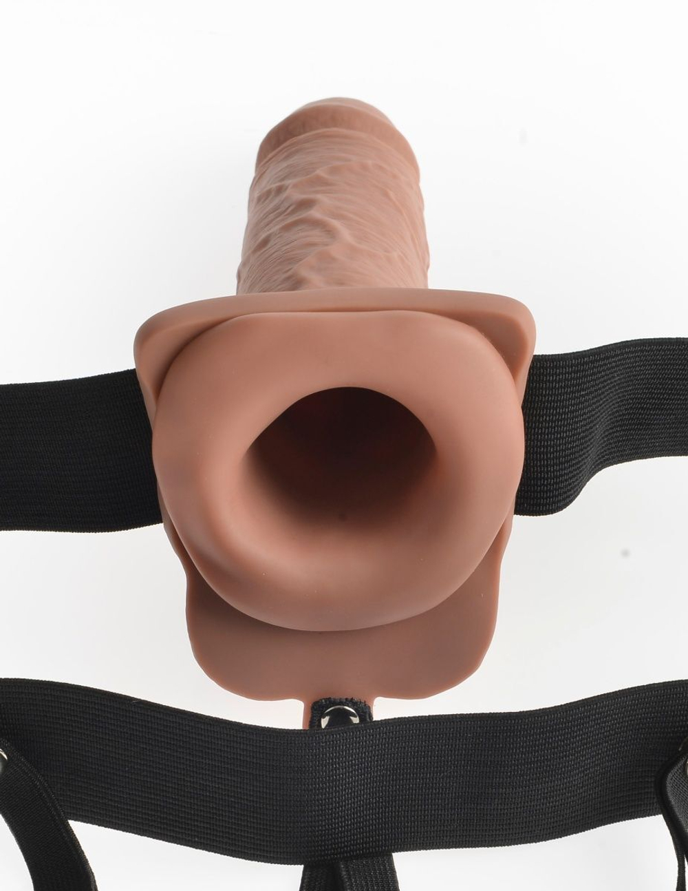 Кофейный перезаряжаемый вибрострапон 7  Hollow Rechargeable Strap-on with Balls - 20,3 см.