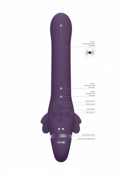 Фиолетовый женский безремневой вибрострапон Satu - 23 см.