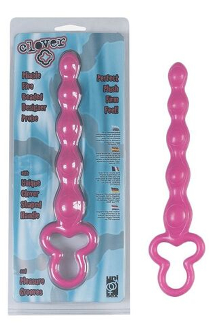 Розовая анальная цепочка Clover Anal Rod - 18 см.