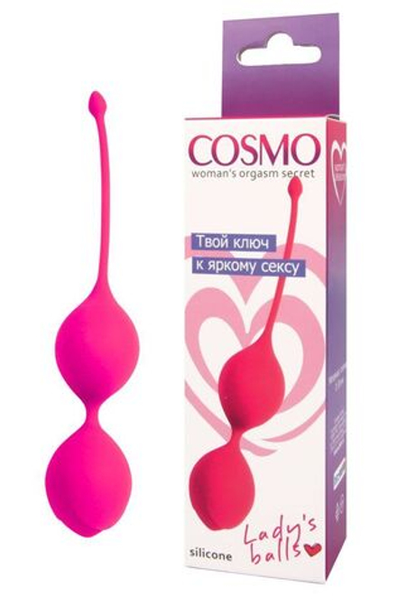Розовые двойные вагинальные шарики с хвостиком Cosmo
