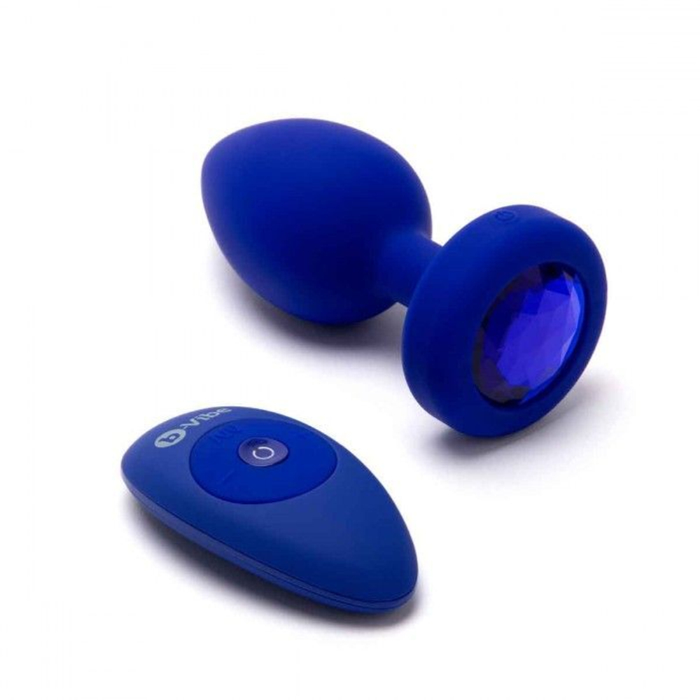 Синяя вибропробка Vibrating Jewel Plug L/XL - 11 см.