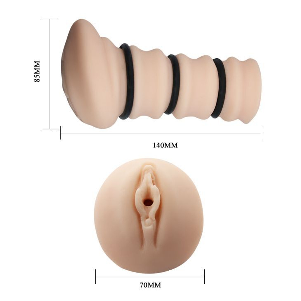 Мастурбатор-вагина с утягивающими кольцами Rossi Flesh 3D